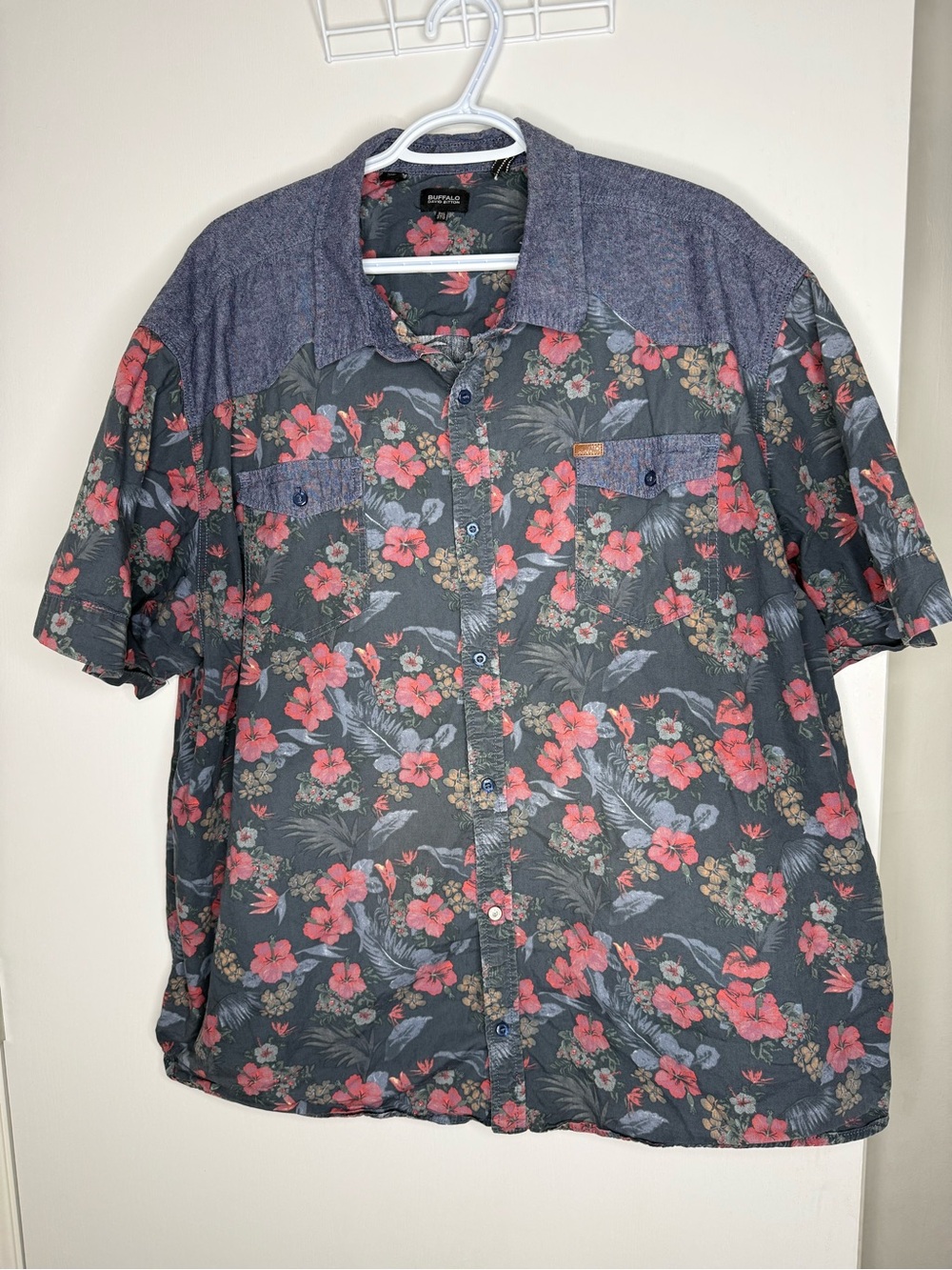 Buffalo David Bitton Button-Down Short Sleeve Floral Shirt Men's 3XL